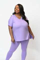 Microfiber V-Neck Top & Leggings (Lavender)