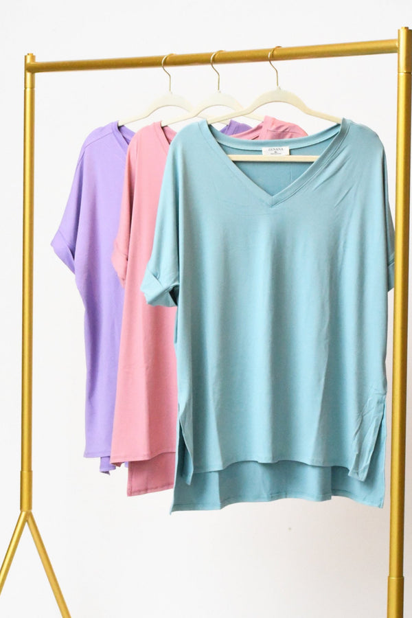 Microfiber V-Neck Top & Leggings (Dusty Teal)