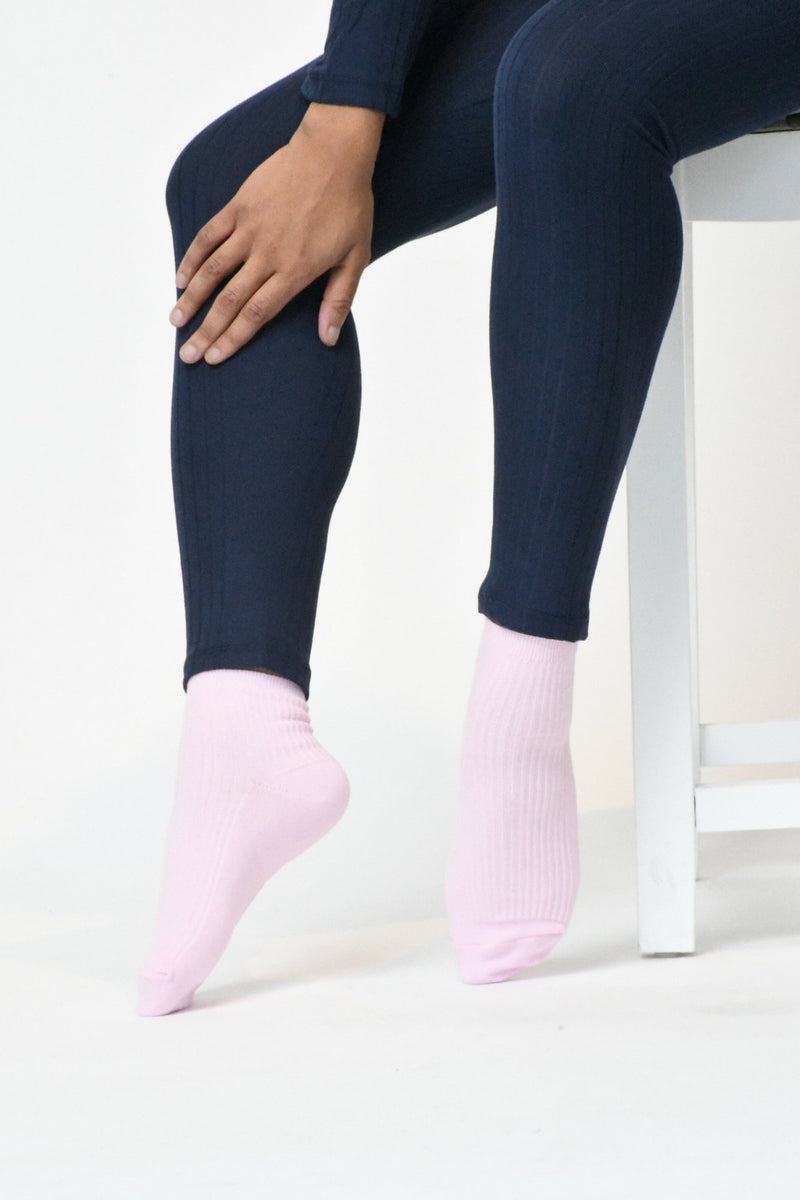 Ribbed Crew Socks (Candy Pink)