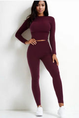 Ribbed Mock Neck Long Sleeve Top & Leggings Set